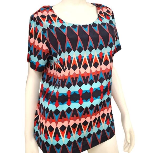 J. CREW Geometric Print Top sz Large - Picture 3 of 5